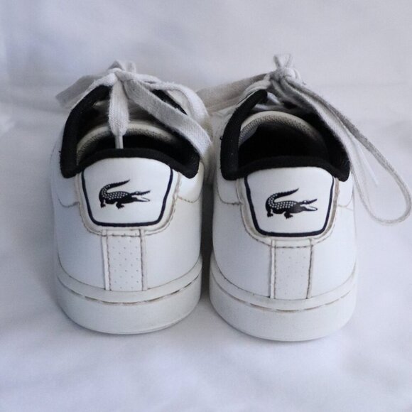 Lacoste Kids Sz 12 White Carnaby Evo Unisex Lace Up Casual Trainer Sneakers - Picture 5 of 9